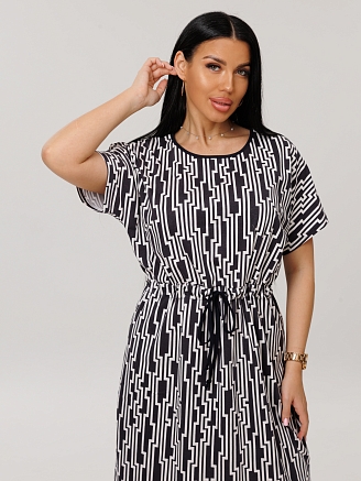 Женская туника Т-205(К) / Черный (геометрия)