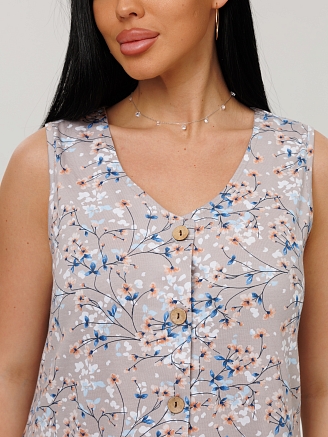 Женский халат Х-164(К) / Бежевый (цветы)