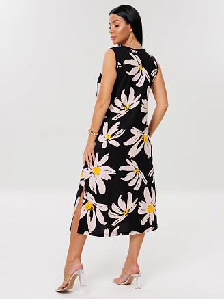 Женский сарафан С-93(К) / Черный (крупные цветы)