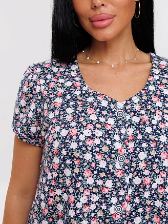 Женский халат Х-167(К) / Синий (цветы)