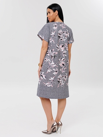 Женская туника Т-113(К) / Серый (цветы)