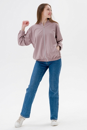 Женский бомбер из коттон фита / Кофе