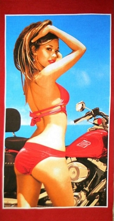 Полотенце банное вафельное №98 / Мото-леди