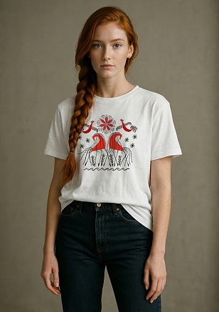 Футболка унисекс 8589 / белая+мезень