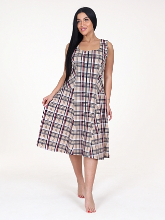 Женский сарафан Клетка СК-336 / Бежевая клетка