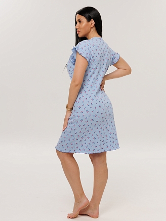 Женская сорочка Сор-107(Каш) / Светло-синий (мелкие цветы)