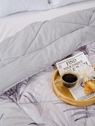 Одеяло всесезонное "Лебяжий пух" Уют / Серебряные листья