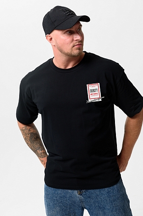 Мужская футболка оверсайз 8579 / черный+билет