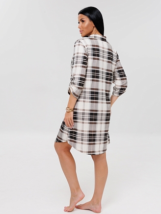 Женский халат Х-150(К) / Коричневый (клетка)