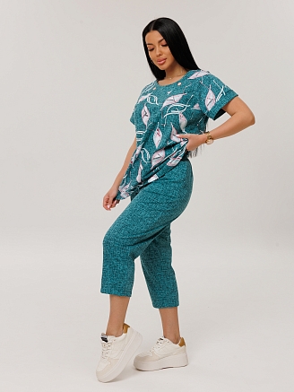 Женский костюм К-119(К) / Бирюзовый (узоры)