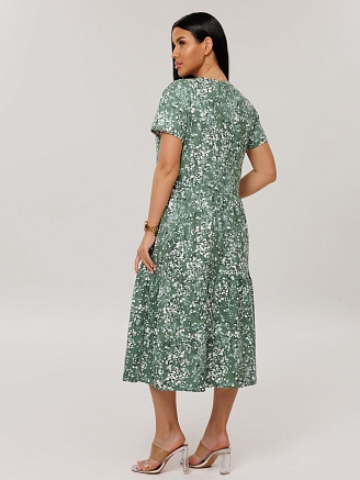 Женское платье Пл-116(К) / Зеленый (цветы)