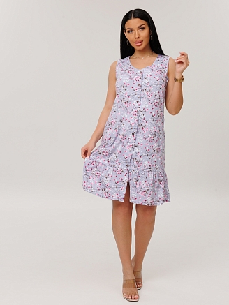 Женский халат Х-164(К) / Серый (цветы)