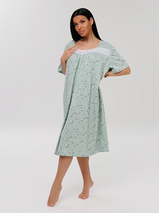 Женская сорочка Сор-38(К) / Серо-зеленый (цветы)