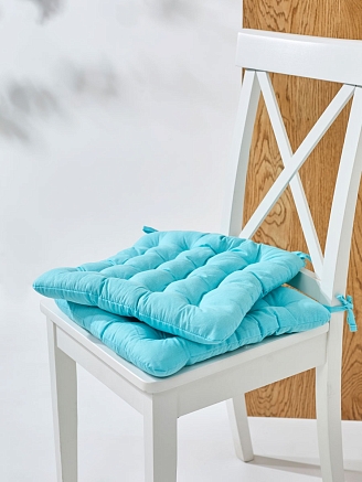 Комплект подушек на стул с завязками (бязь) 16т. / Ярко-голубой