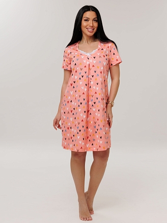 Женская сорочка Сор-103(К) / Коралловый (сердечки)