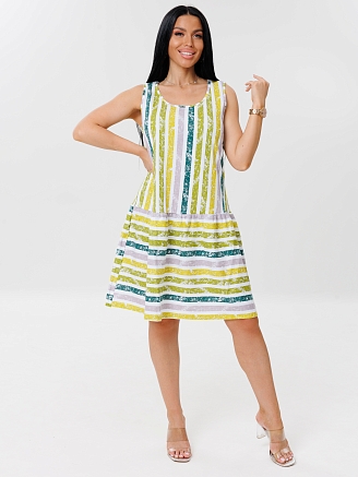 Женский сарафан С-100(К) / Бирюзовый (полосы)