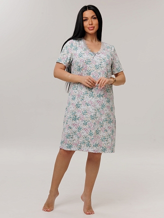 Женская сорочка Сор-24(Вис) / Бирюзовый (цветы)