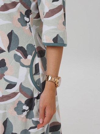 Женский халат Х-86(М) / Оливковый (узоры)