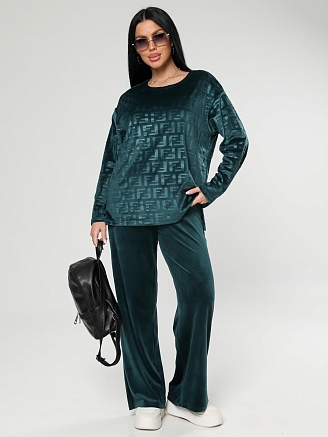 Женский костюм Чарлот-Жаккард / изумруд