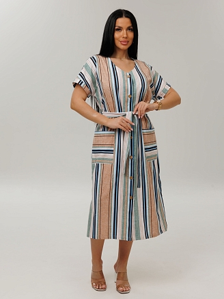 Женский халат Х-102(К) / Бежевый (полосы)