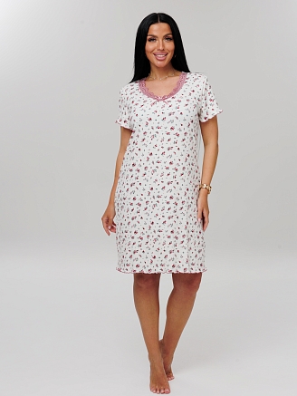 Женская сорочка Сор-108(И) / Молочный (цветы)