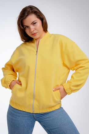 Женский бомбер из коттон фита / Жёлтый