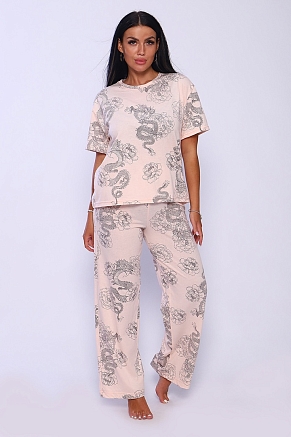 Женский комплект Драконы 933 / Розовый