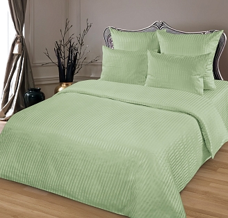 Постельное белье страйп-сатин на молнии / Фисташка