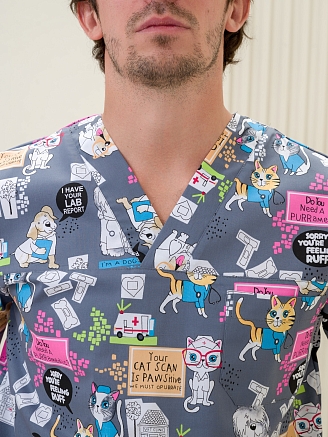 Рубашка медицинская мужская М-286(ST-15) Стрейч / Принт