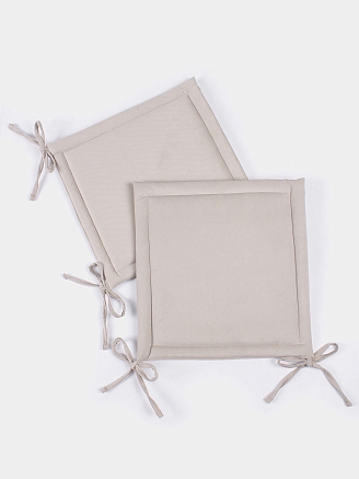 Комплект квадратных подушек на стул с завязками (2 шт.) / Бежевый