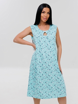 Женская сорочка Сор-85(К) / Бирюзовый (цветы)