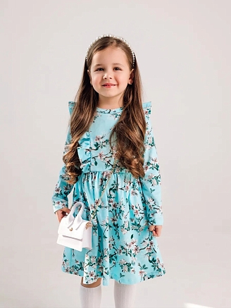 Детское платье "Красотка" / Цветущий сад на голубом