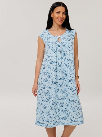 Женская сорочка Сор-85(К) / Голубой (мелкие цветы)