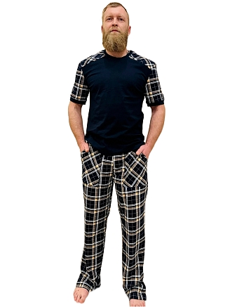 Мужская пижама ПК-30 / Бежевая клетка