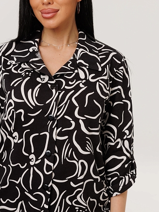 Женская туника Т-218(К) / Черный (цветы)