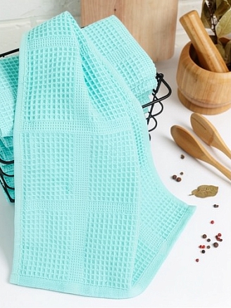 Полотенце вафельное г/к Узбекистан 260 гр/м2 / 1080-ментоловый