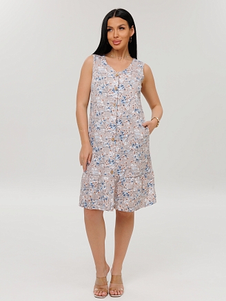 Женский халат Х-164(К) / Бежевый (цветы)