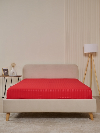 Простыня микрофибра-страйп / Красный