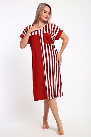 Женский халат Полоска 521 / Красный