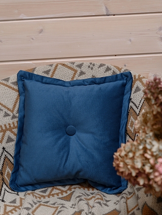 Подушка декоративная на диван с пиковкой / Морская волна