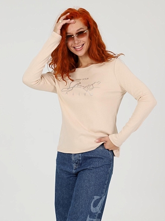 Женский лонгслив Флоп / бежевый