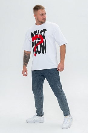 Мужская футболка 8507/1 / белый+what