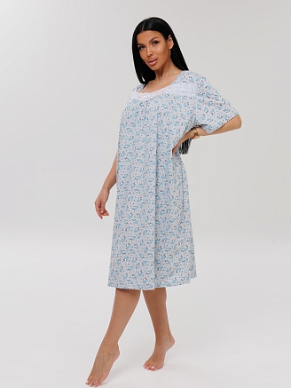 Женская сорочка Сор-38(К) / Серый (цветы)