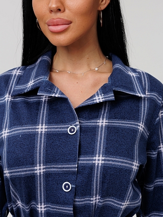 Женский халат Х-186(К) / Синий (клетка)