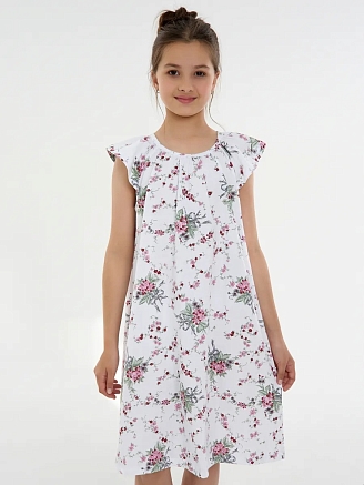 Детская сорочка "Луна" / Цветочки на белом