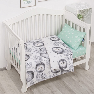 Постельное белье в кроватку поплин арт.922 Ежата