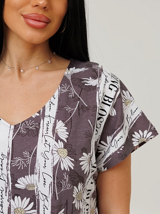 Женская туника Т-207(К) / Какао (цветы)