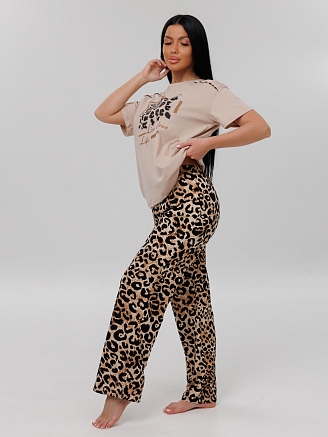 Женский костюм К-220(К) / Темно-бежевый (леопард)