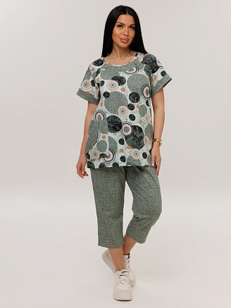 Женский костюм К-119(К) / Светлый хаки (круги)