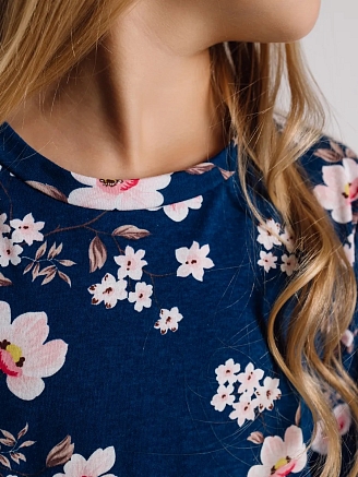 Детское платье "Конфетка" / Жасмин на синем